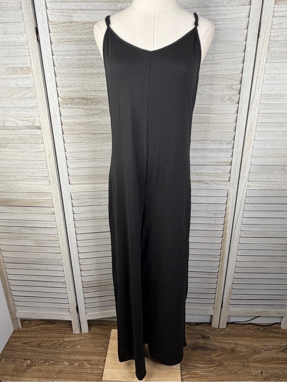FASHION NOVA "Simpler Times" Black Wide Leg Cami Strap Jumpsuit-Large